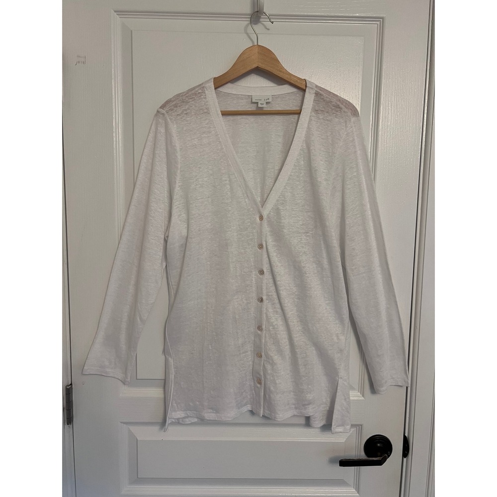 J. Jill Love Linen 100% Linen Button-Front Cardigan | White | Size L | NWOT